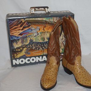 Nocona Men’s Tan Benedictine Full Quill Ostrich Leather Western Boots 8.5D